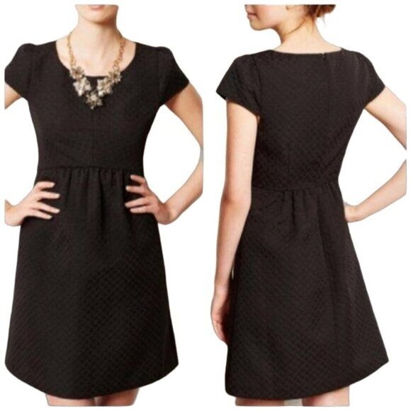 Anthro HD in Paris blk textured Empress dress, Siz - Picture 1 of 8